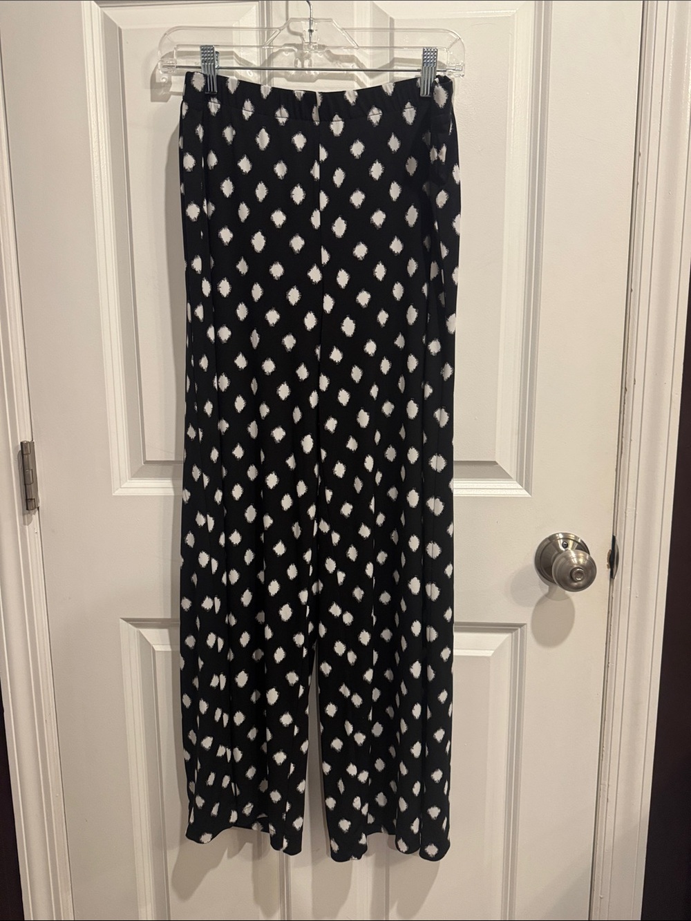 Chico's Black Wide-Leg Pants with White Spot Pattern